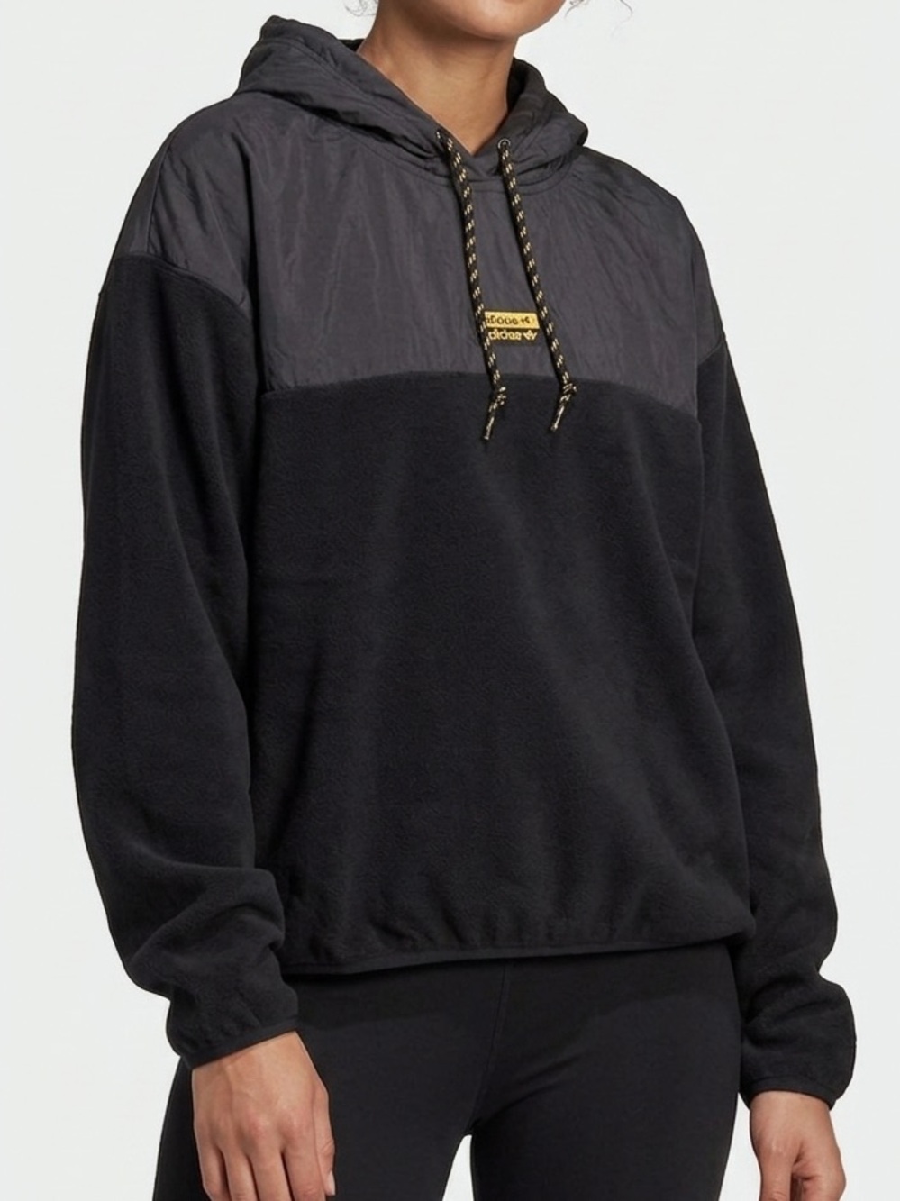 Adidas Originals Black Hooded Pullover Jacket XL Recycled Polyester/Nylon Blend